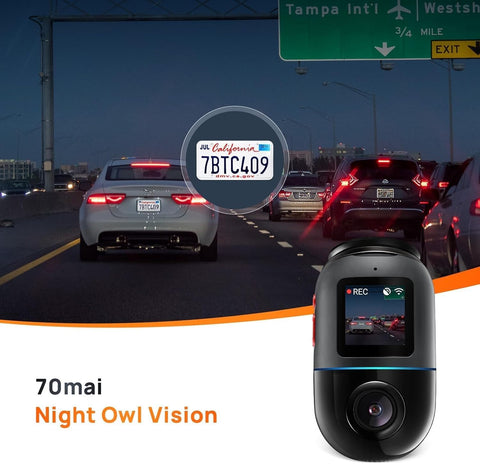 70mai Dash Cam Omni,360° Rotating, Superior Night Vision,Time-Lapse Recording,24H Parking Mode,AI Motion Detection,1080P Full HD, Built-in GPS, App Control (64GB eMMC Storage, Black)