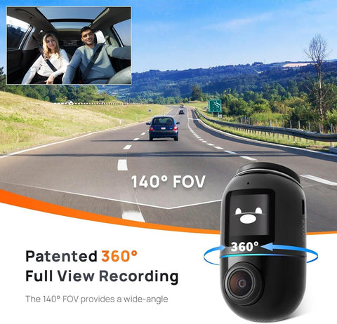 70mai Dash Cam Omni,360° Rotating, Superior Night Vision,Time-Lapse Recording,24H Parking Mode,AI Motion Detection,1080P Full HD, Built-in GPS, App Control (64GB eMMC Storage, Black)