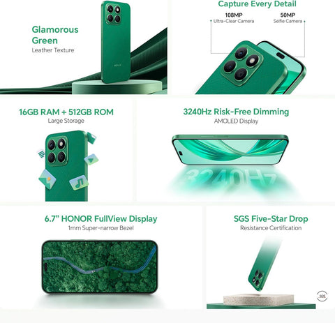 HONOR X8b Smartphone 4G Glamorous Green, 8GB RAM,512GB ROM, 108MP Main Camera+ 50MP Selfie Camera, 90Hz Super AMOLED Display, 4500mAh Battery, 35W SuperCharge, 6nm Snapdragon Chipset, Android 13