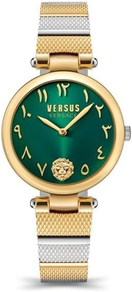Versus Los Feliz Analog Watch For Women With Two Tone Yellow Gold & Stainless Steel Bracelet 44 MM - V WVSP1G0921