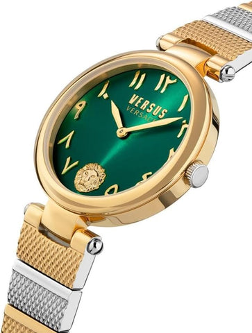 Versus Los Feliz Analog Watch For Women With Two Tone Yellow Gold & Stainless Steel Bracelet 44 MM - V WVSP1G0921