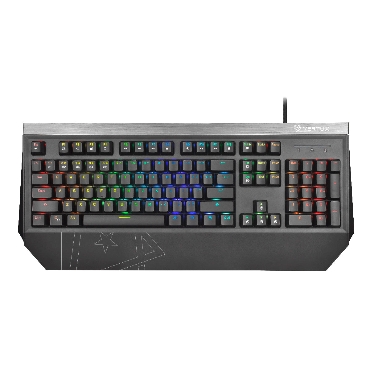 Vertux Tantalum Precision Pro Mechanical Gaming Keyboard | Gamers Keyboard | [2 Years-Warranty] Ergonomic Wired Keyboard | Full-Size Gaming Keyboard | 100% Anti-Ghosting Keys | RGB Backlight Modes