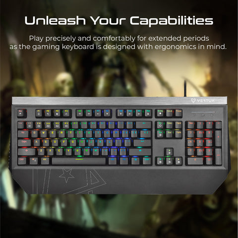 Vertux Tantalum Precision Pro Mechanical Gaming Keyboard | Gamers Keyboard | [2 Years-Warranty] Ergonomic Wired Keyboard | Full-Size Gaming Keyboard | 100% Anti-Ghosting Keys | RGB Backlight Modes