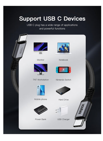 USB C to USB C 100W Fast Charging Data Transferring Cable ,Grey