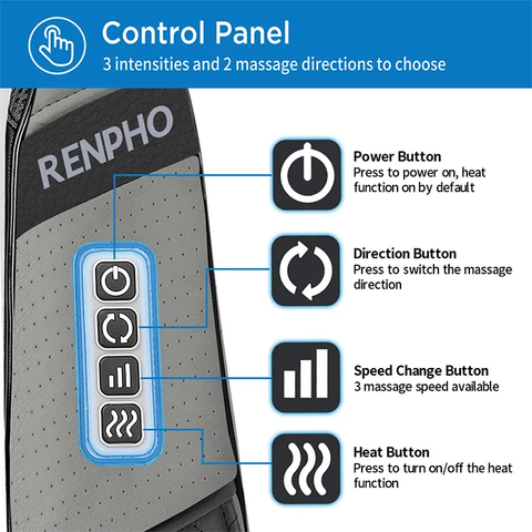 RENPHO Back Neck Massager with Heat, Shiatsu Shoulder Massager with Electric Deep Tissue Kneading Massage, Pain Relief on Neck, Back, Shoulder, Waist, Leg, Calf - Use at Home, Car and Office