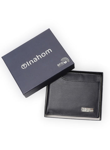Inahom Inahom Bi-Fold Organised Wallet Flat Nappa Genuine and Smooth Leather Upper IM2021XDA0002-400-Navy Blue
