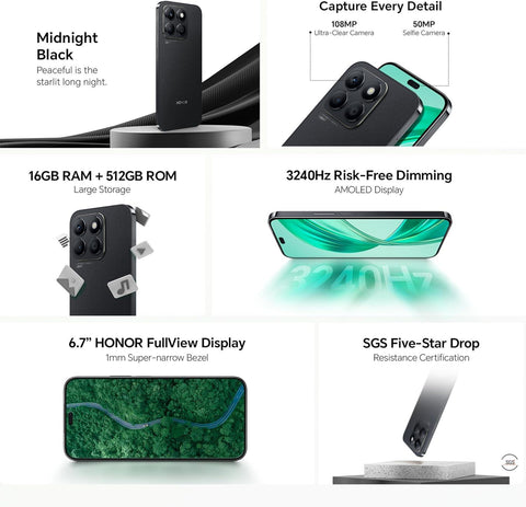 HONOR X8b Smartphone 4G Midnight Black, 8 GB RAM 512GB ROM, 108MP Main Camera + 50MP Selfie Camera, 90Hz Super AMOLED Display, 4500mAh Battery, 35W SuperCharge, 6nm Snapdragon Chipset, Android 13
