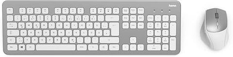 Hama D3182676 KMW-700 Gulf Wireless Keyboard and Mouse Set, Silver/White