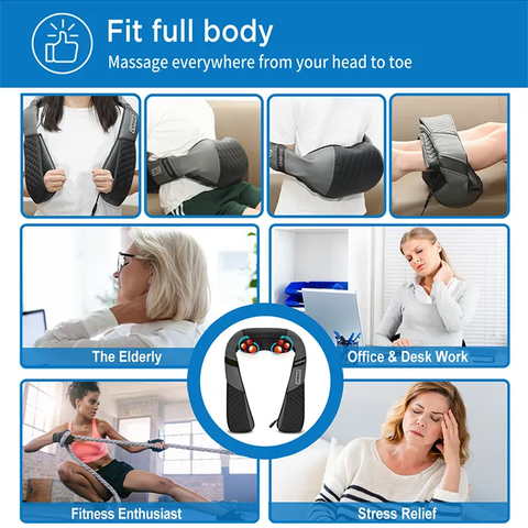 RENPHO Back Neck Massager with Heat, Shiatsu Shoulder Massager with Electric Deep Tissue Kneading Massage, Pain Relief on Neck, Back, Shoulder, Waist, Leg, Calf - Use at Home, Car and Office