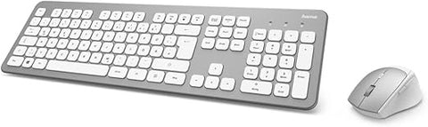 Hama D3182676 KMW-700 Gulf Wireless Keyboard and Mouse Set, Silver/White