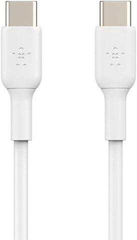 Belkin BoostCharge USB-C to USB-C fast charger cable, USB type C charger cable fast charging for iPhone 15, Samsung Galaxy S24, S23, Google Pixel, iPad, MacBook, Nintendo Switch and more - 2m, White